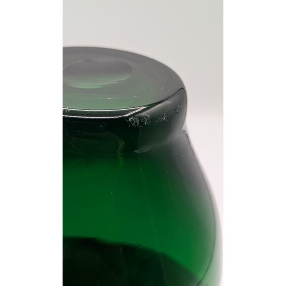 Vintage Wide Rim Green Glass Blown Vase. 7" tall - Picture 6 of 6